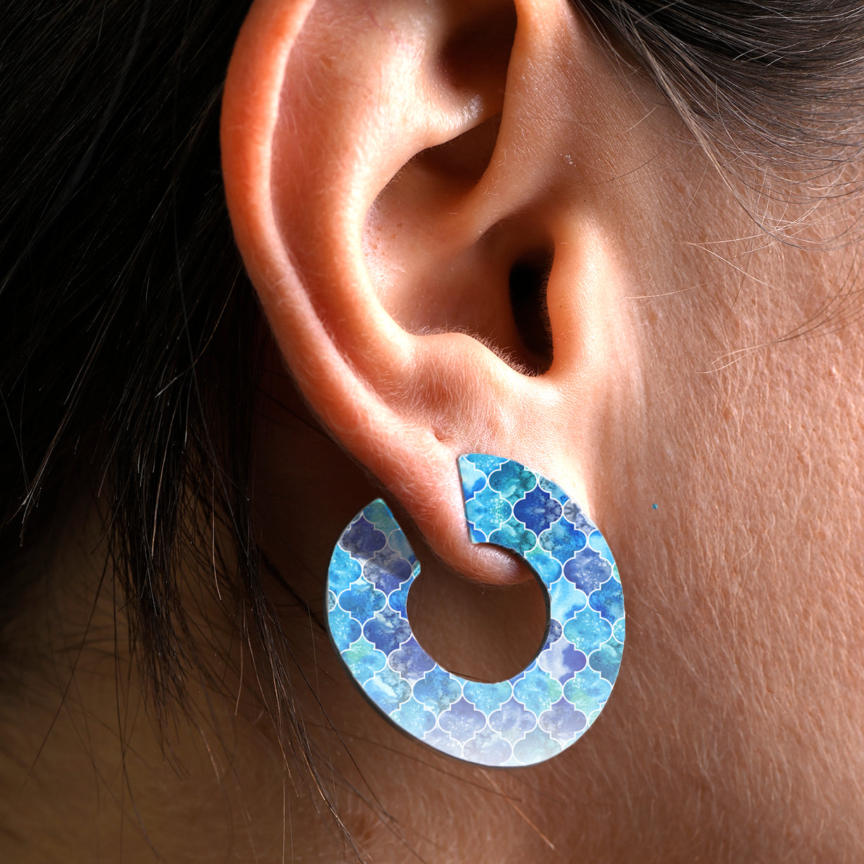Pacman Earrings - Blue and Red