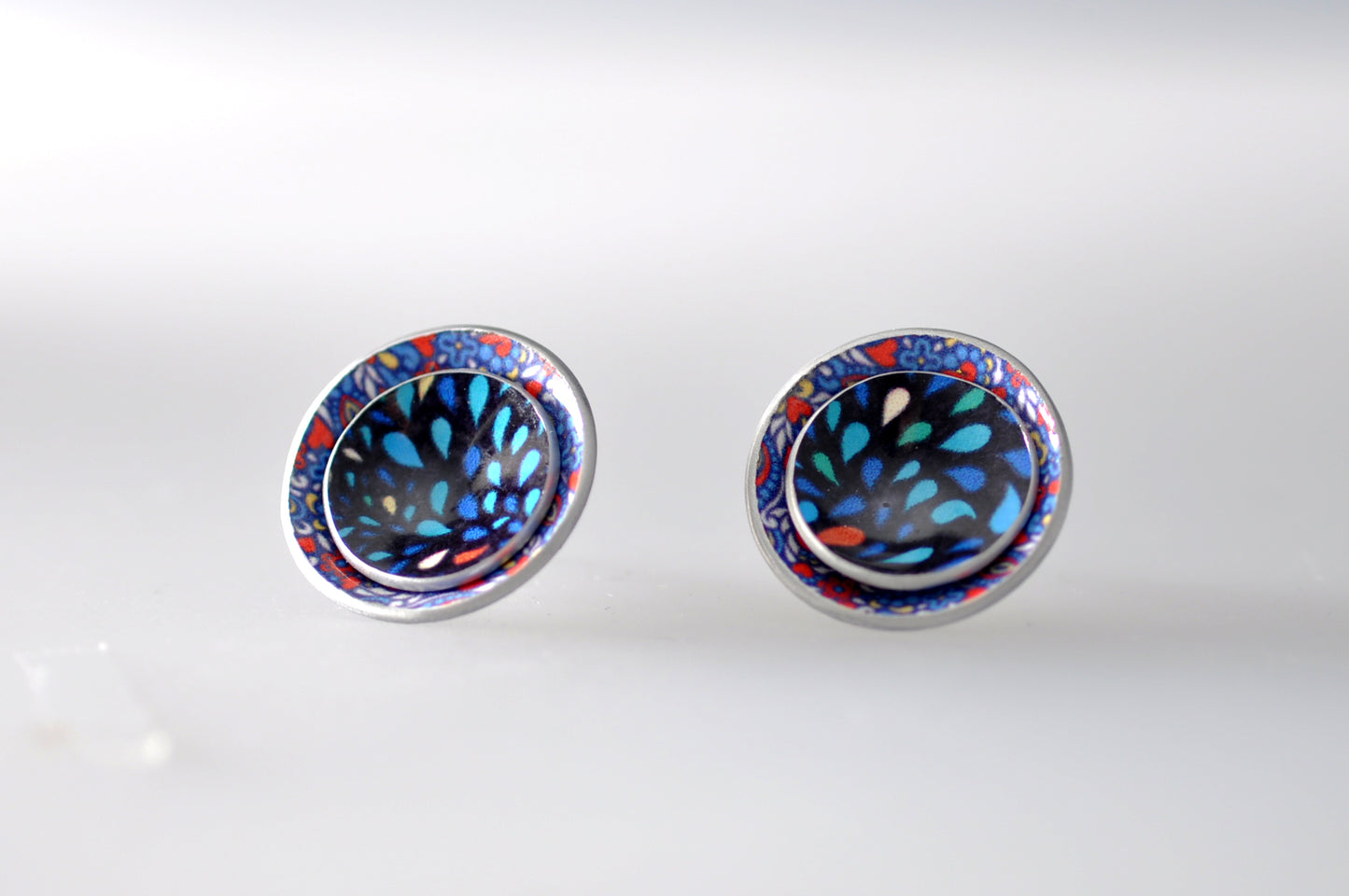 Cycle Stud Earrings - Blue