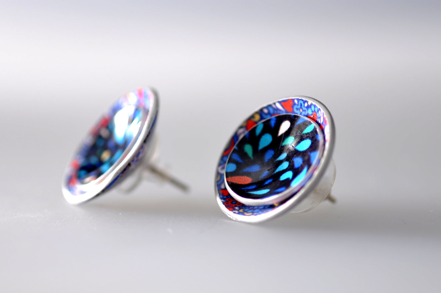 Cycle Stud Earrings - Blue