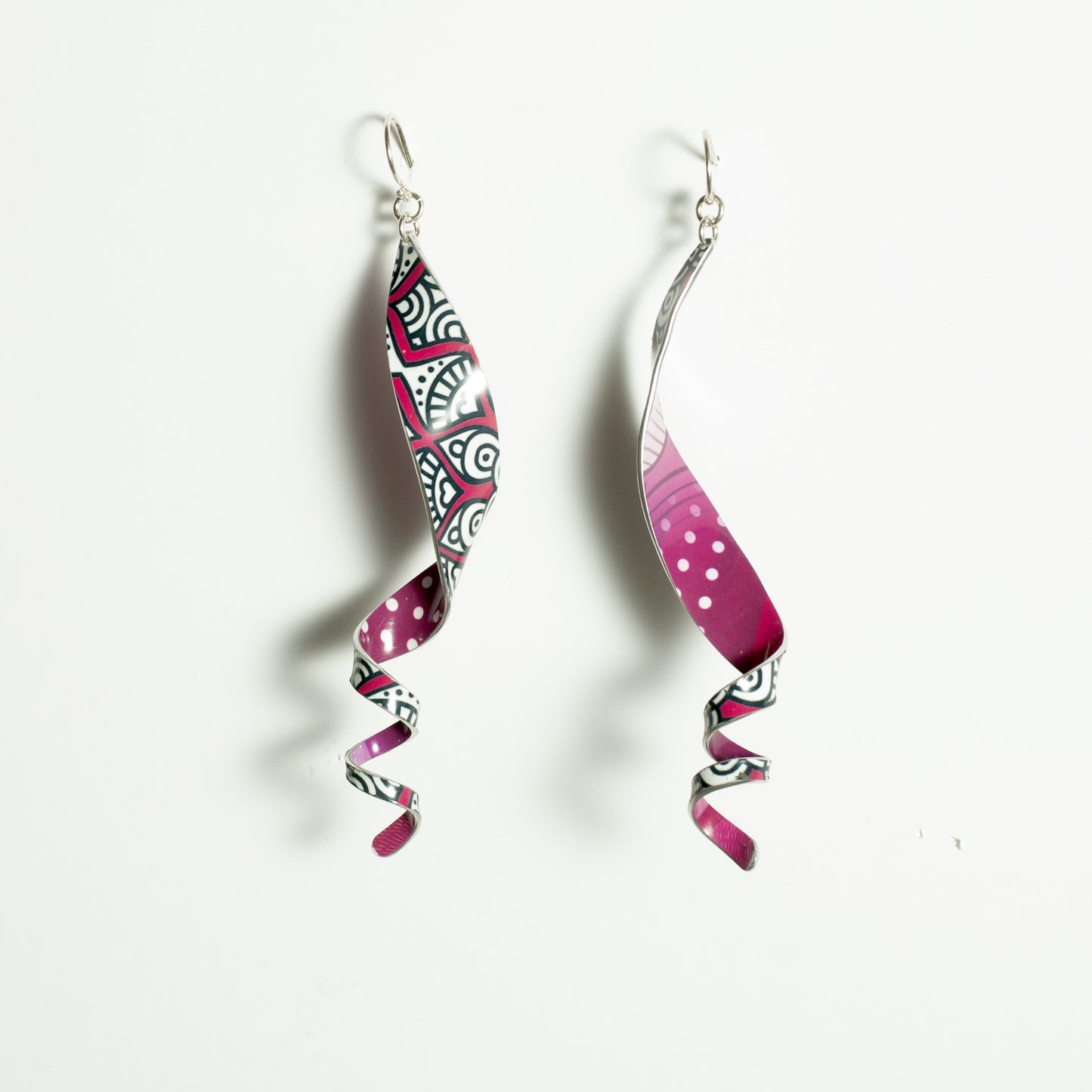 Twist Earrings BW & red