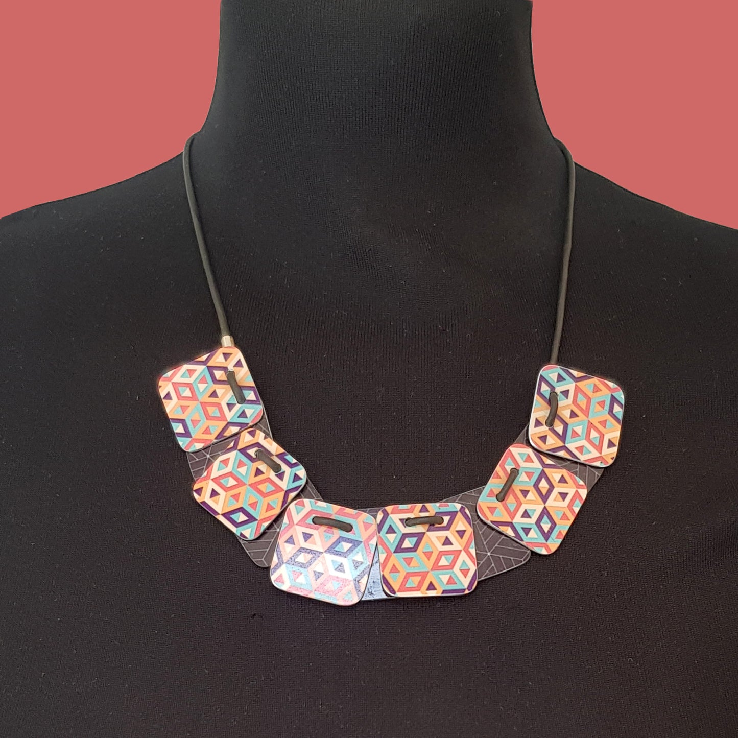 Square Necklace - Retro Geometric