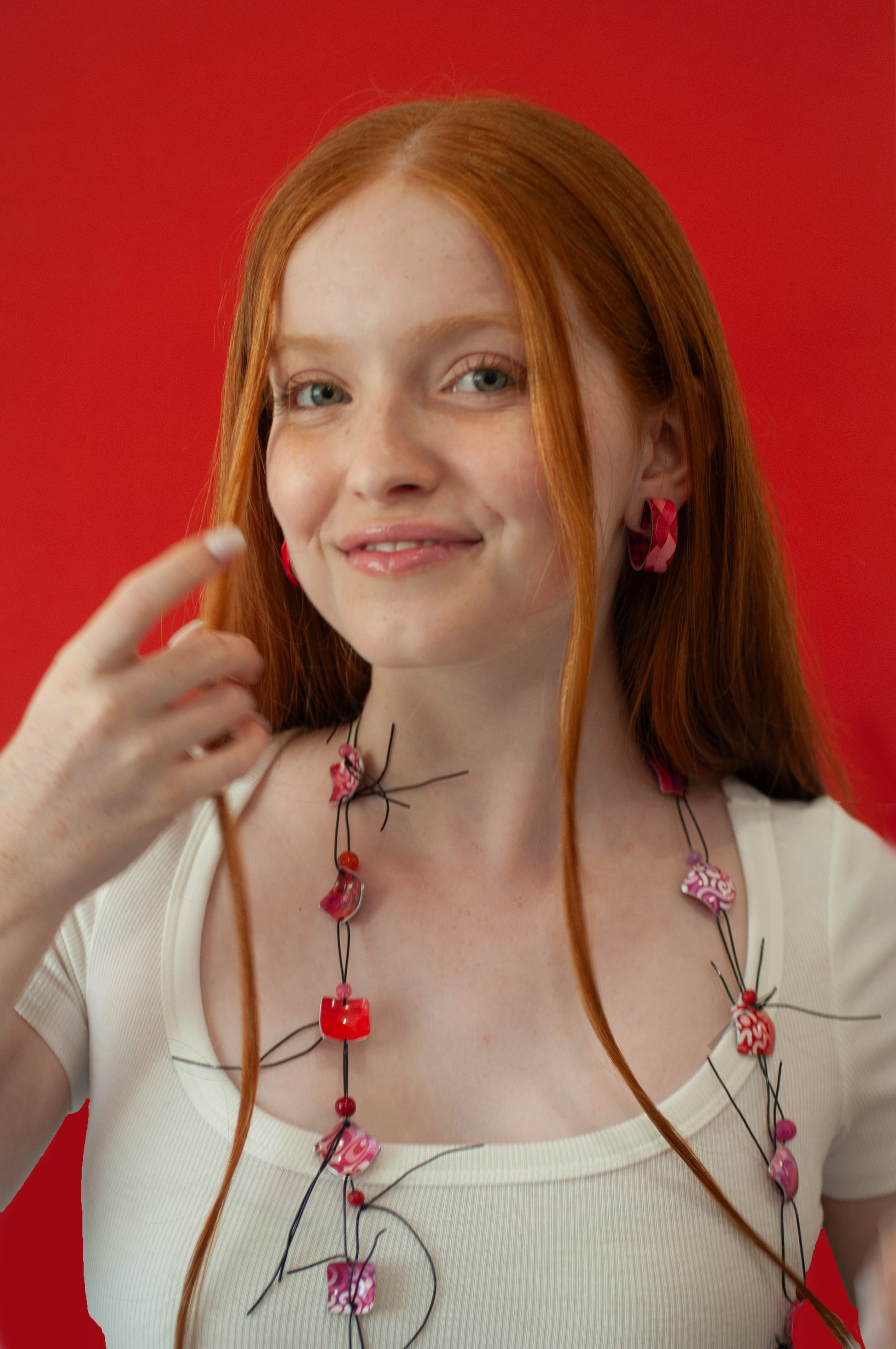 colora red necklace by irit luvaton