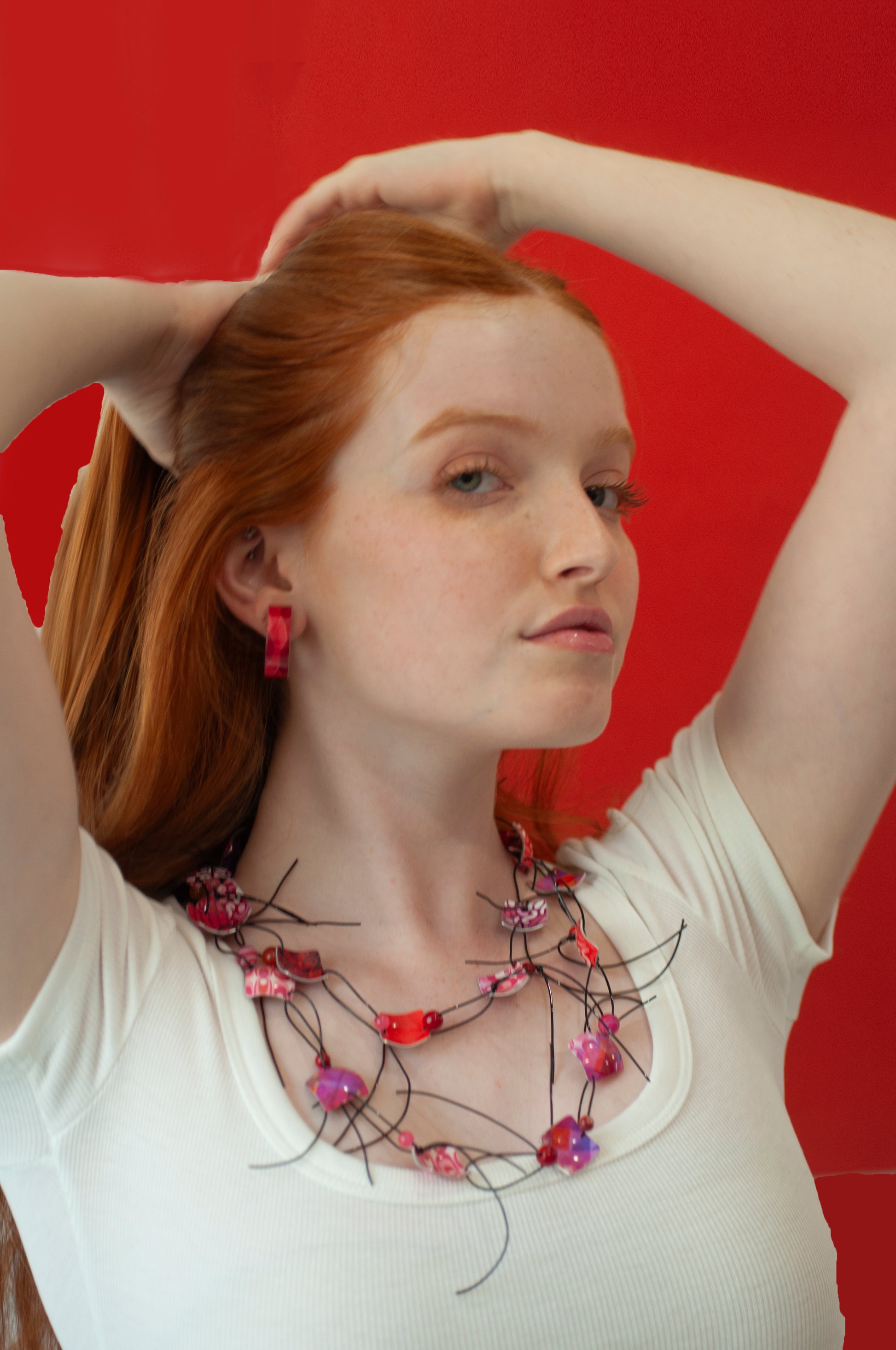colora red necklace by  irit luvaton