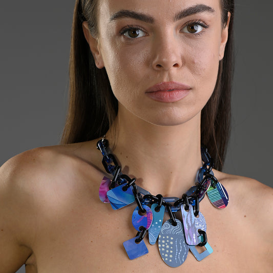 Geo shapes Necklace - Blue