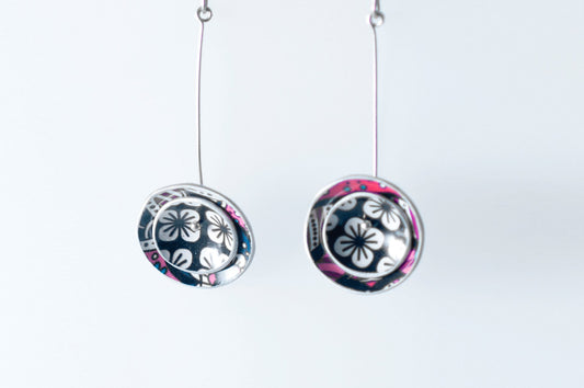 Double Cycle Earrings - Black and White