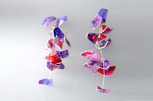 Pebbles and Gems Earrings - Purple