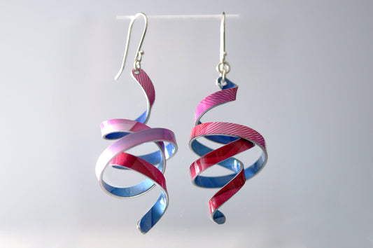Curly Earrings - Red and Blue