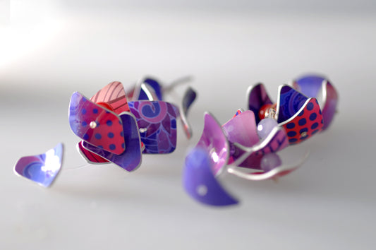 Pebbles and Gems Earrings - Purple