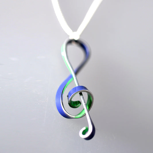 Music Key Necklace - Blue